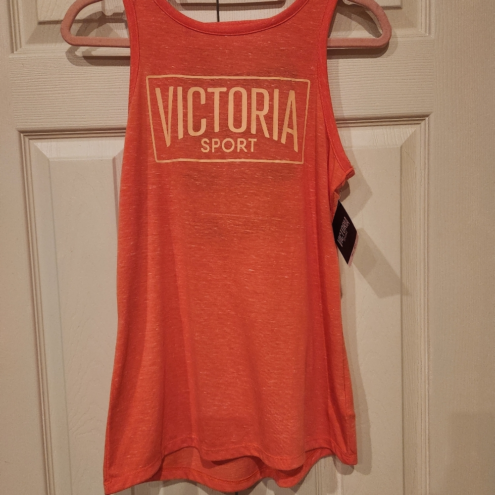 Victoria Secret Athletic Orange Sport Cage‎ Back Strappy Tank Top Size Small